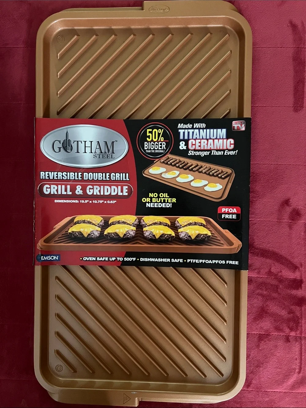 GOTHAM STEEL Reversible Double Grill - Grill & Griddle Nonstick Pan. Brand new